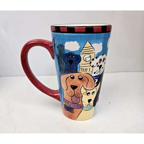 Dogzilla Dogs Tall Mug World Landmarks Candace Reiter 2001 Vintage 6.5" - Picture 4 of 12